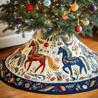 Folk Art Horse Parade Christmas Tree Skirt