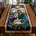 Holy Family in a Stained Glass Garden Table Runner