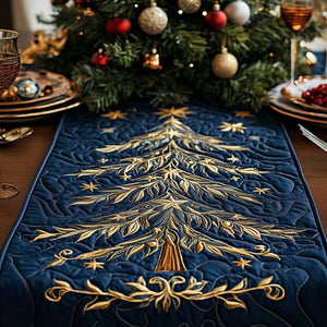 Golden Tree on Navy Velvet Table Runner - Made to Order