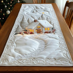 White Quilted Cottage in the Snow Table Runner