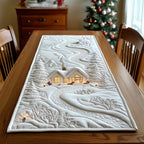 Snow Cottage with Lit Windows Table Runner