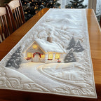 White Cabin with a Wreath Table Runner