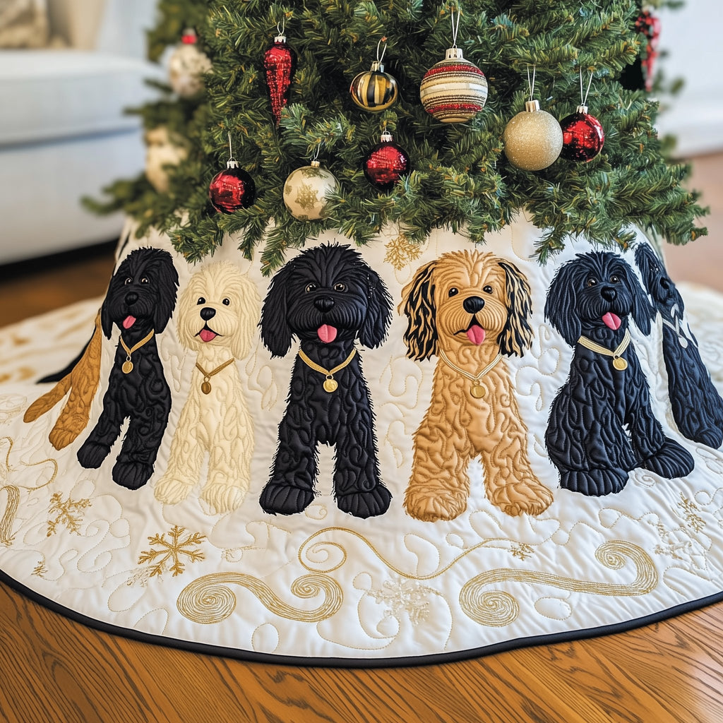 Christmas Doodle Dog Christmas Tree Skirt
