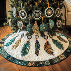 Dreamcatchers with Teal Feathers Christmas Tree Skirt