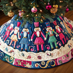 Nutcrackers on Royal Blue Christmas Tree Skirt