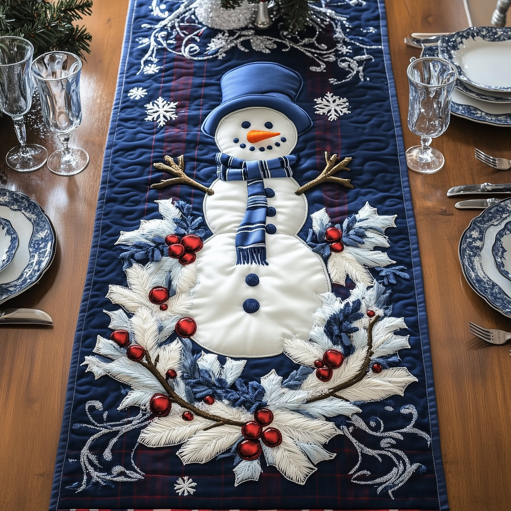Snowman with a Blue Scarf Table Runner