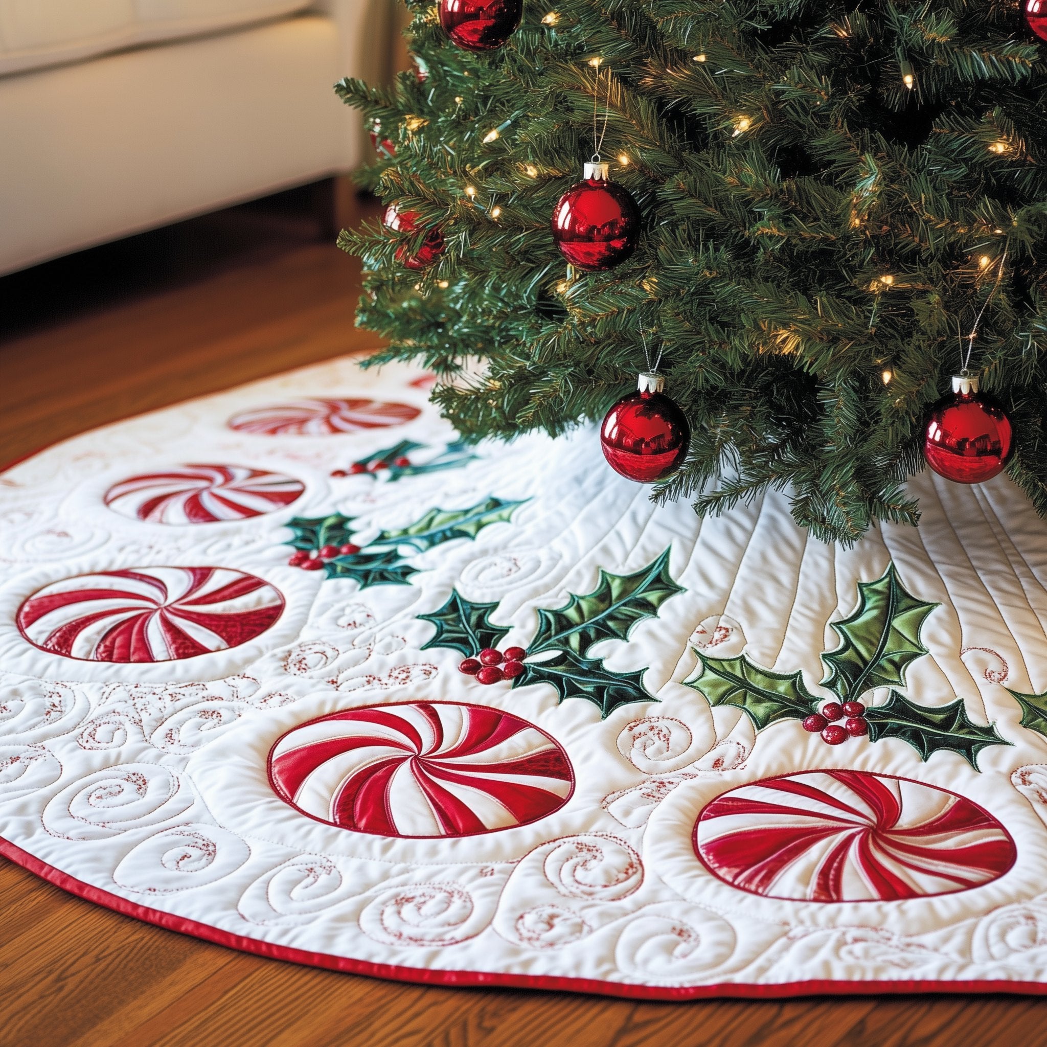 Classic Peppermint Candy Christmas Tree Skirt