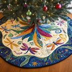 Jewel Dragonflies on Parchment Christmas Tree Skirt