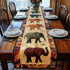 Elephants on Golden Swirls Table Runner