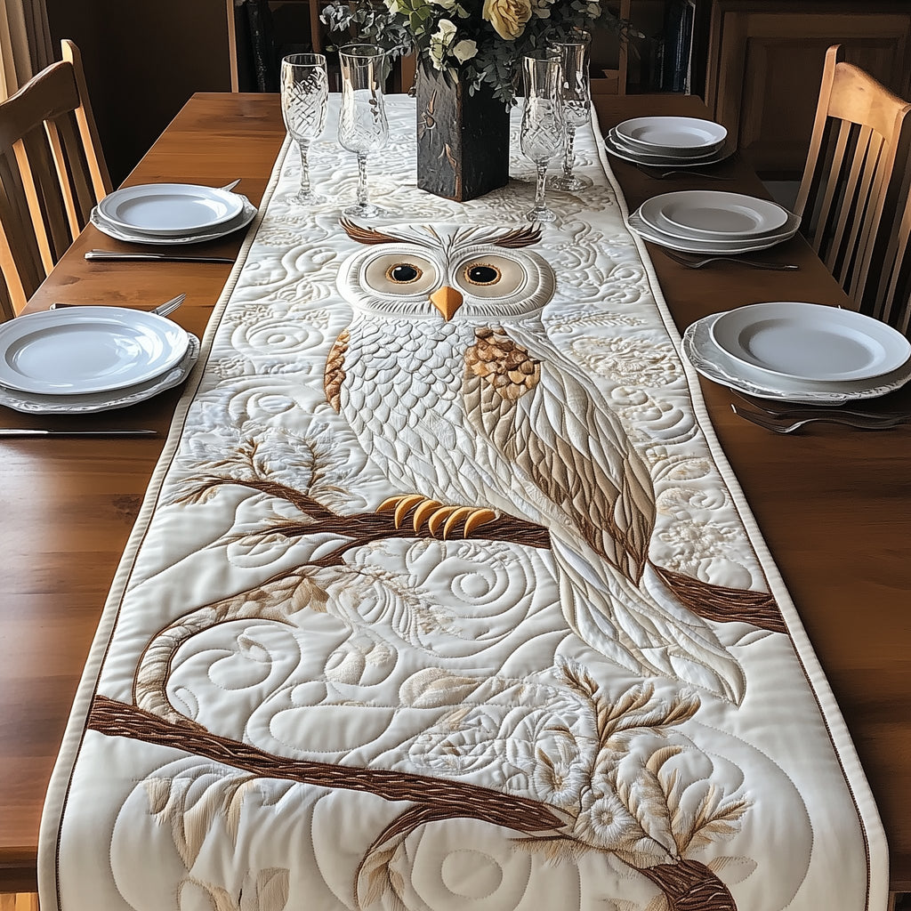 White Owl on a Branch Table Runner