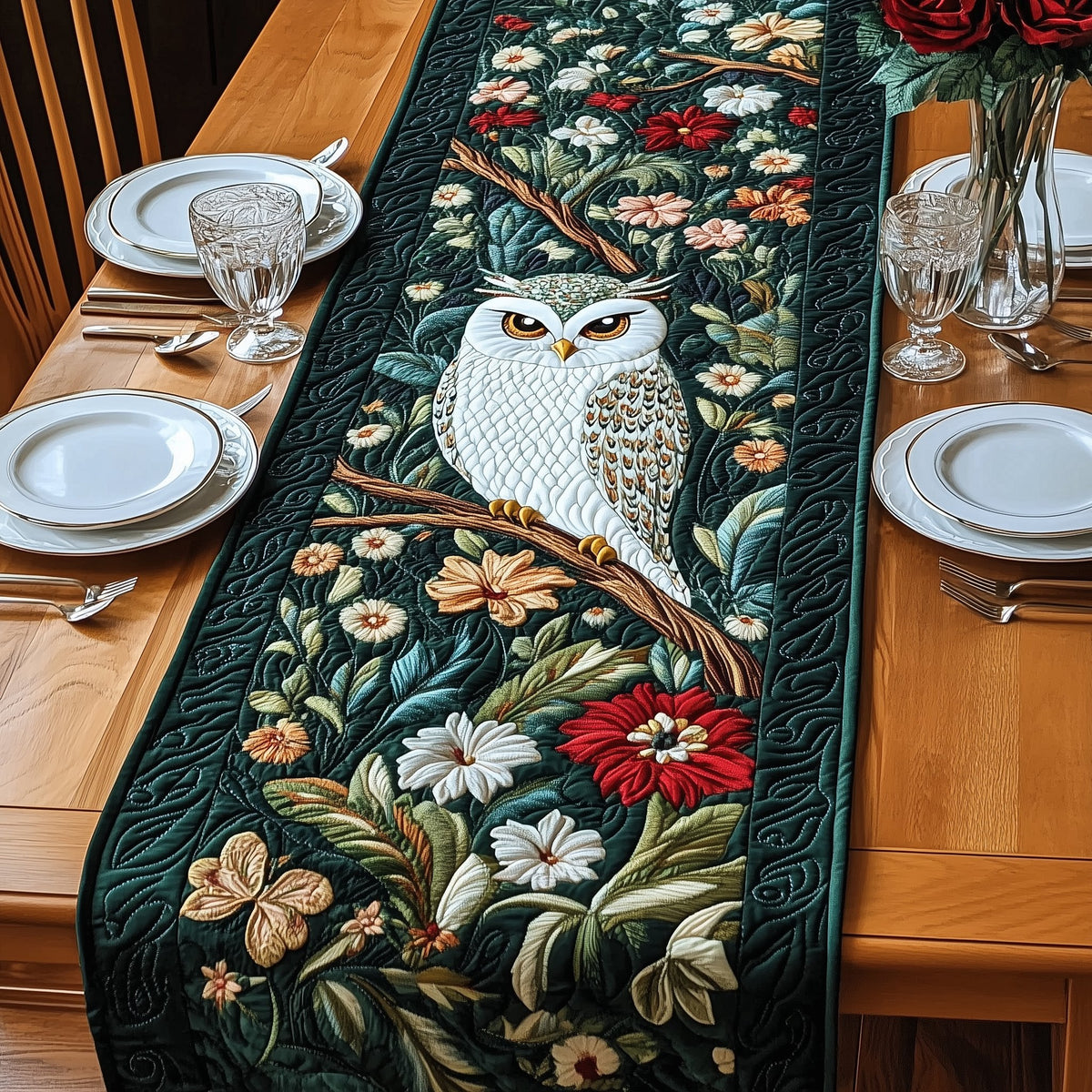 Floral Owl Table Runner
