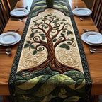 Brown Tree with Green Leaves Table Runner