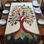 Tree with Autumn Leaves on Cream Table Runner