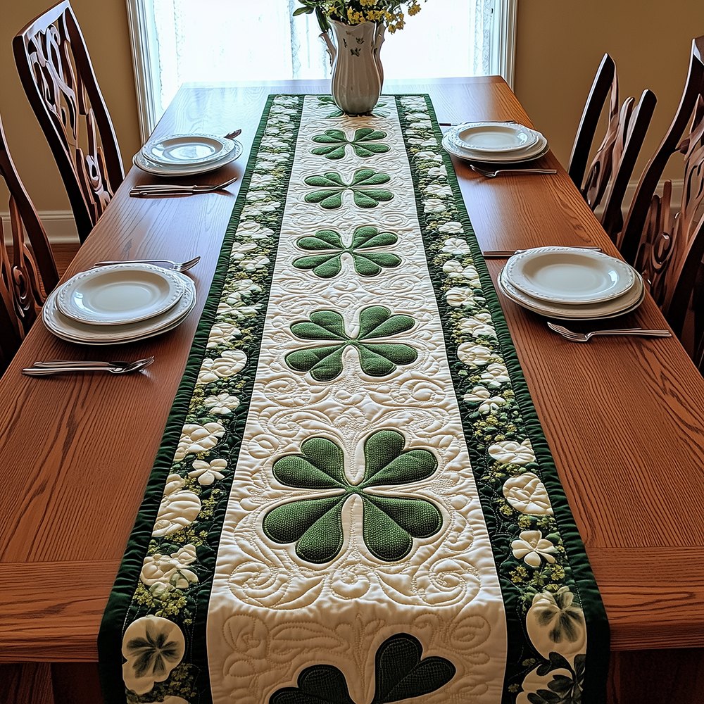 Shamrock Row on Cream Table Runner