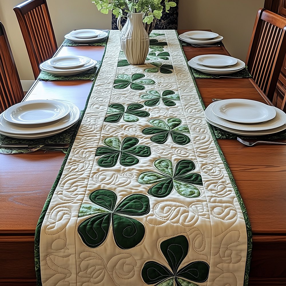 Shamrocks with Curling Vines Table Runner