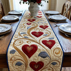 Red Heart Chain on Ivory Swirl Table Runner