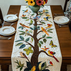 Tree of Life with Songbirds and Butterflies Table Runner