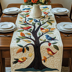 Autumn Tree with Cardinals and Leaves Table Runner