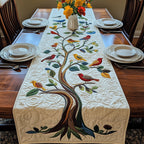 Slender Tree with Perched Songbirds Table Runner
