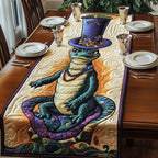 Crocodile in Purple Beaded Hat Table Runner