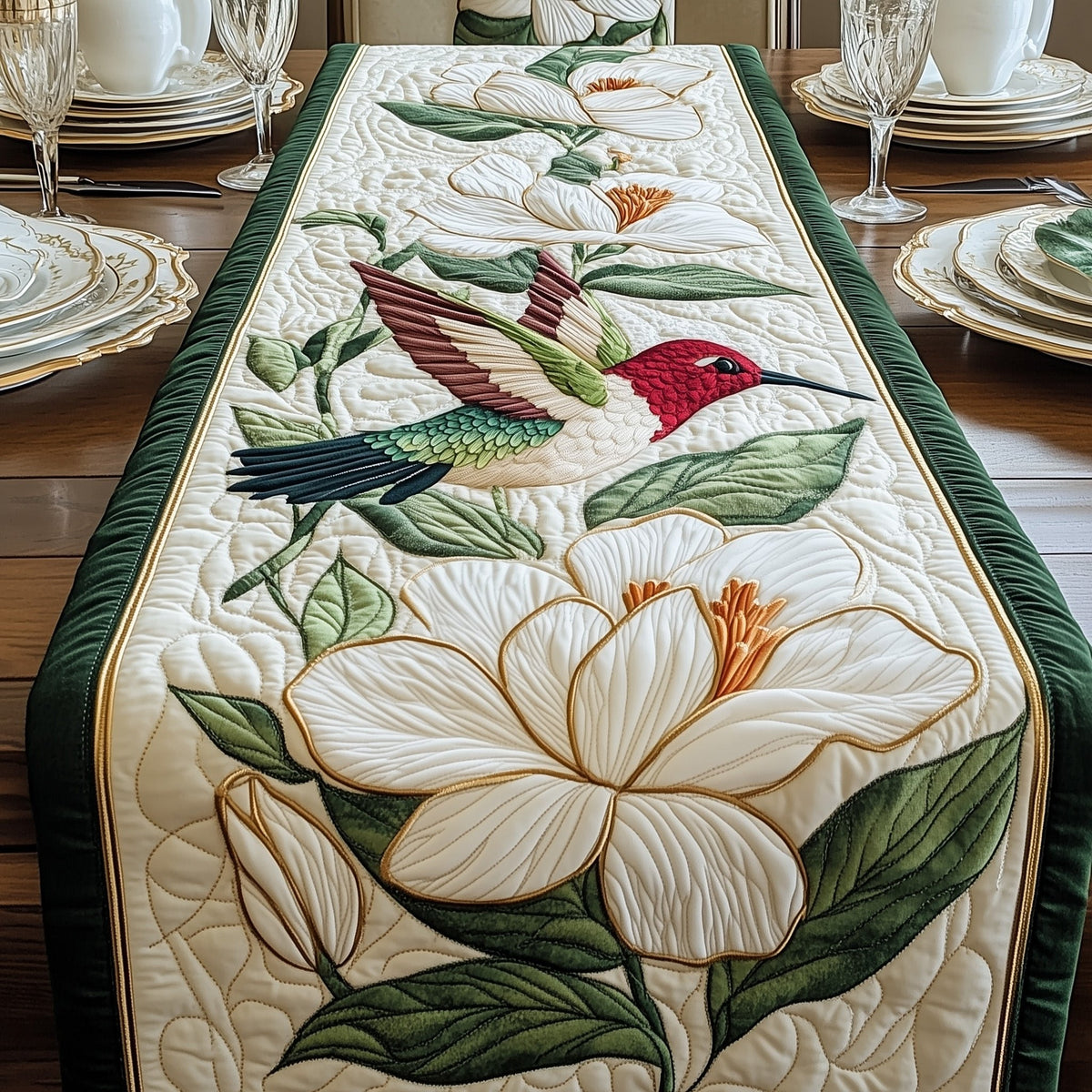 Hummingbird Among Magnolias Table Runner