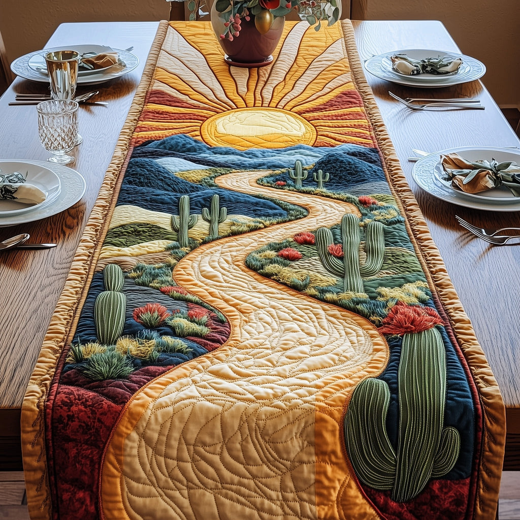 Sunlit Cactus Trail Table Runner