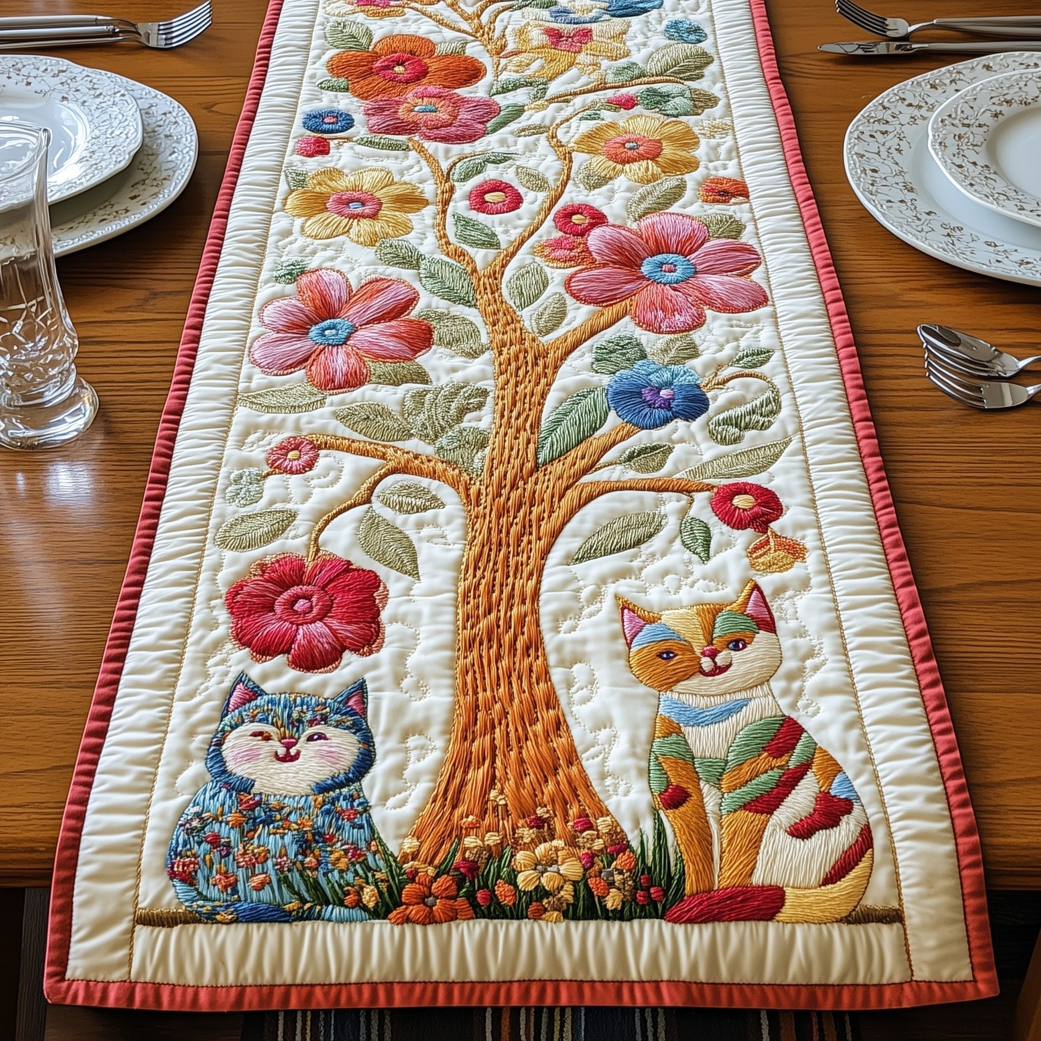 Cat Among the Blooms Table Runner