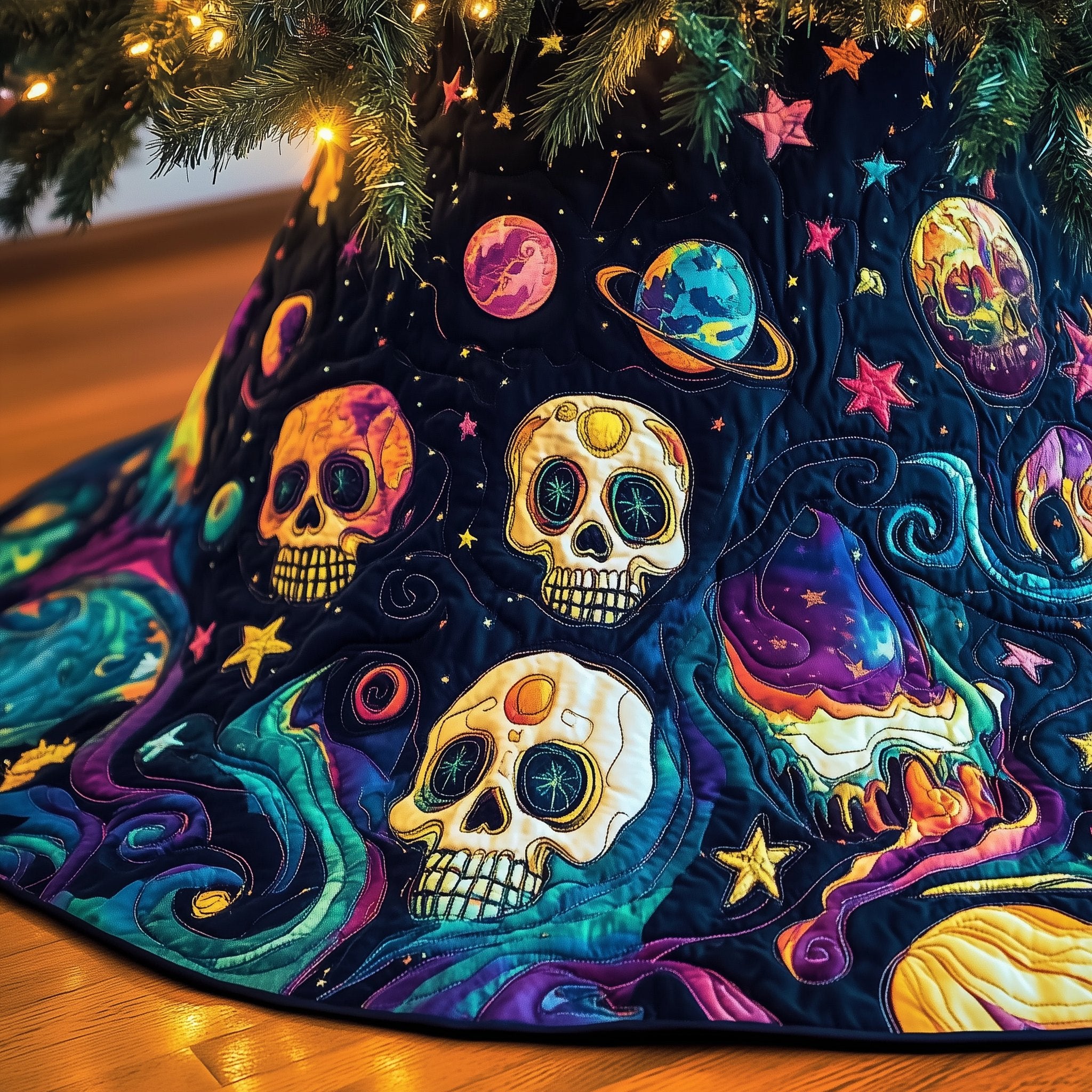 Christmas Melting Skull Christmas Tree Skirt