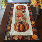 Single Pumpkin with Autumn Leaves Table Runner