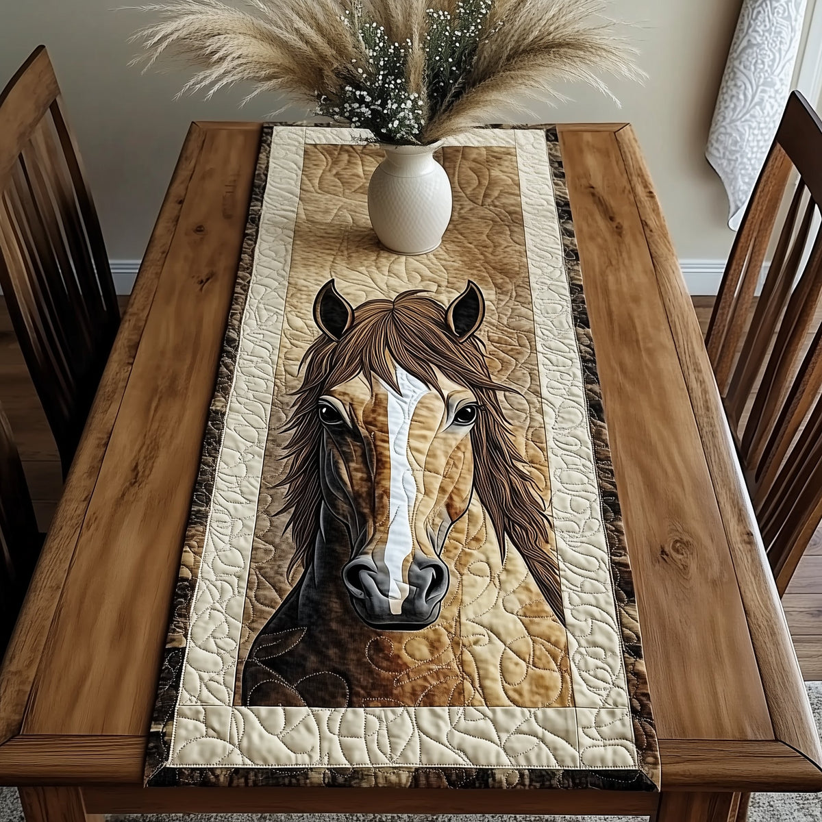Brown Horse with White Blaze Table Runner