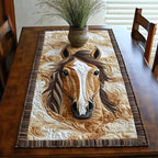 Cream Horse Portrait with Flowing Mane Table Runner