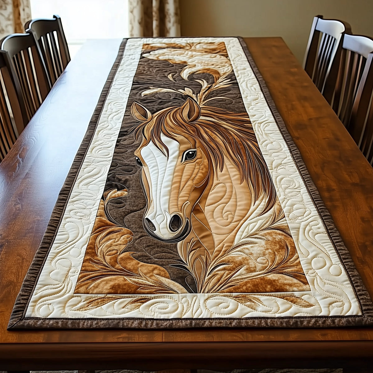 Two Horses with Golden Manes Table Runner