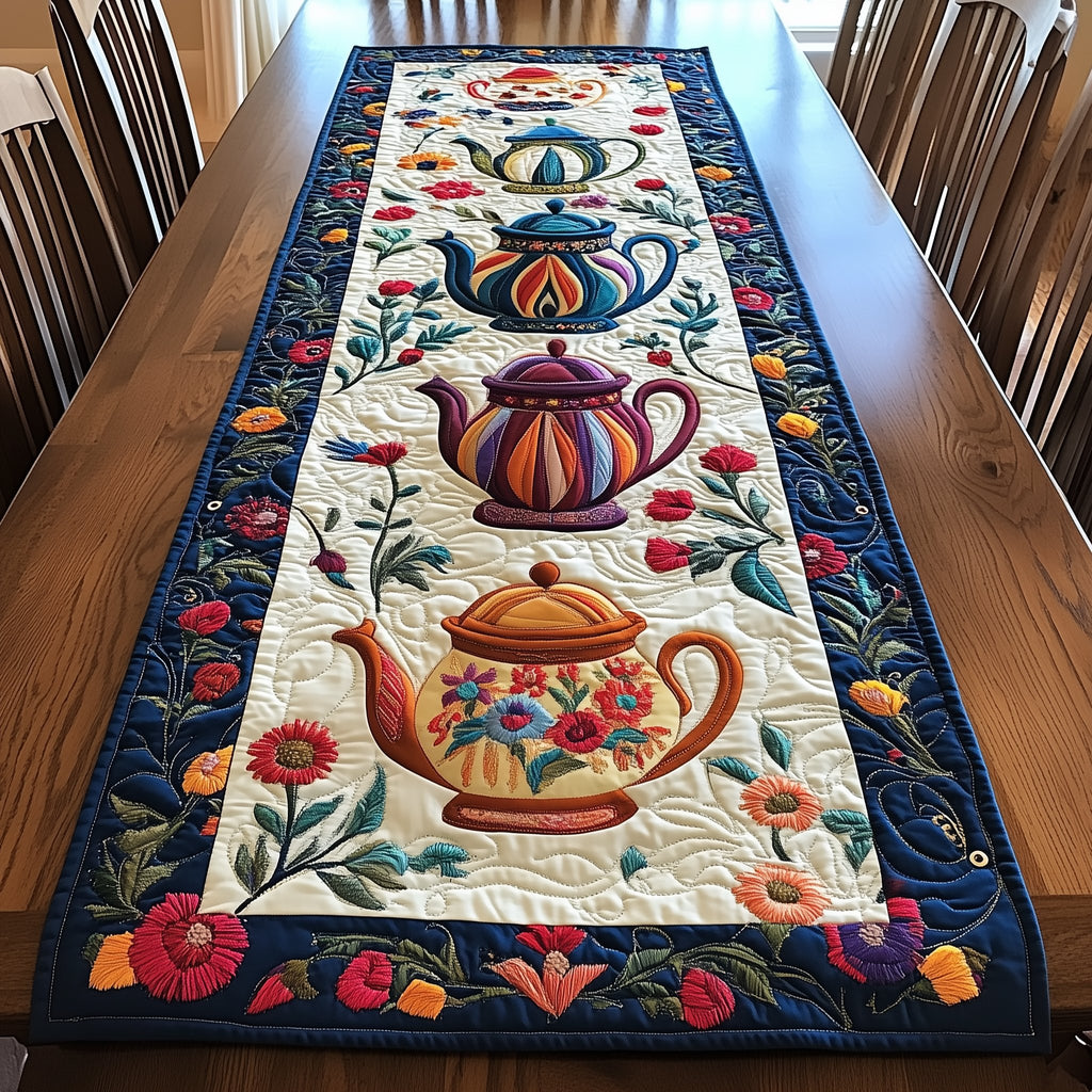 Colorful Teapots Table Runner