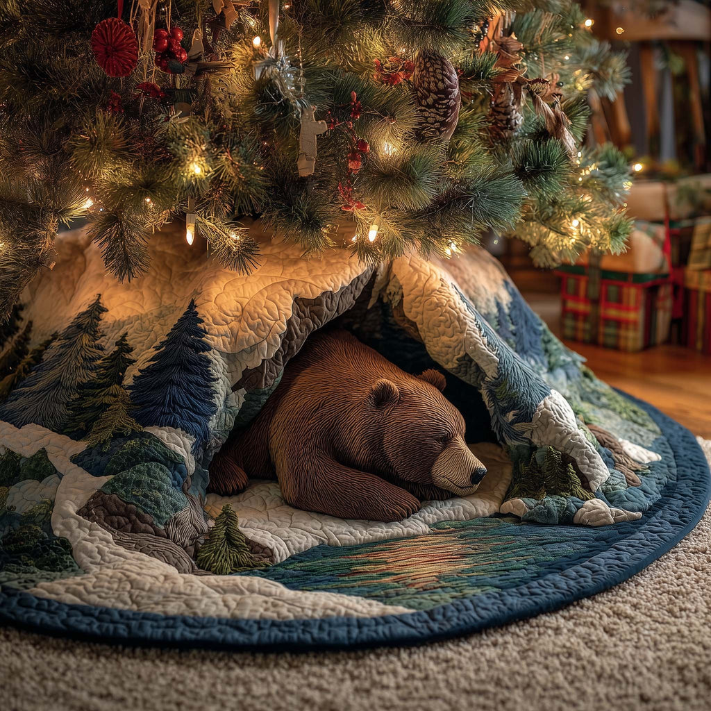 Bear Sleeping by the Blue Lake Christmas Tree Skirt
