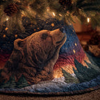 Bear Gazing at the Starry Night Christmas Tree Skirt