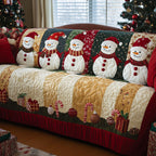 Snowmen with Candy Canes and Gifts Sofa Cover