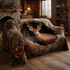 Deer Peering Through the Rock Opening Sofa Cover