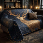 Golden Deer on Midnight Starlight Sofa Cover