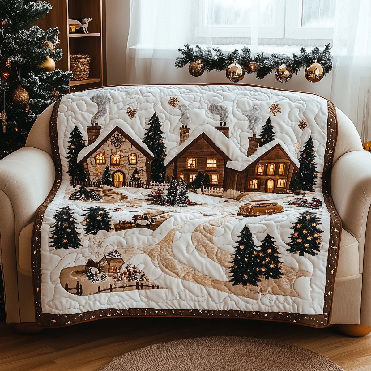 Cream Village in the Quiet Snow Sofa Cover