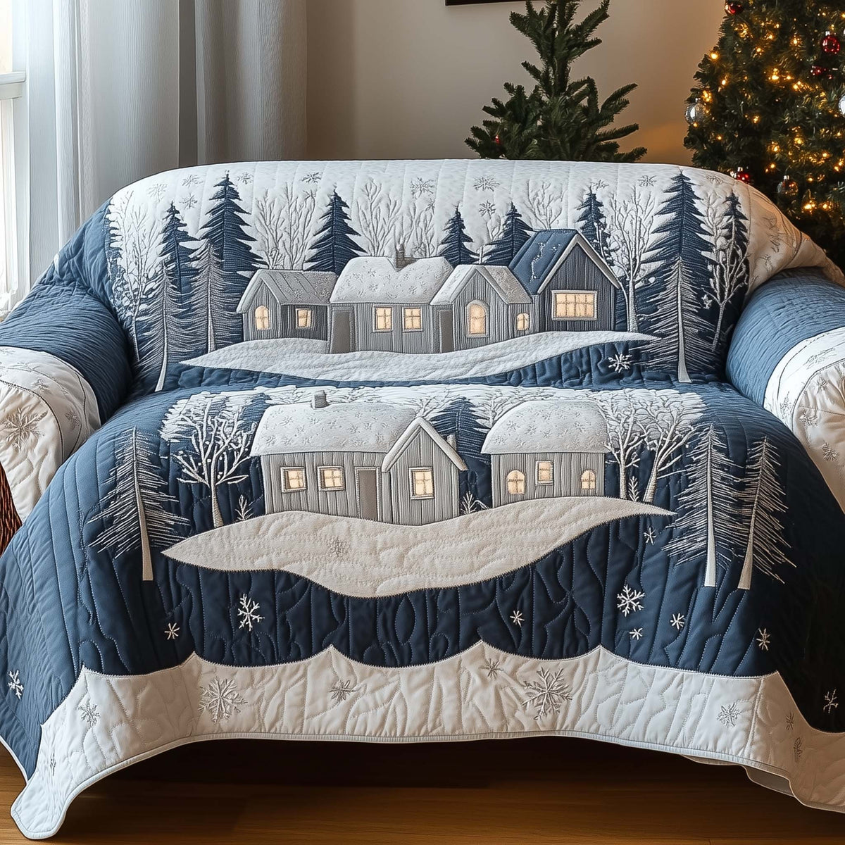 Grey Houses Beyond the Snowdrift Sofa Cover