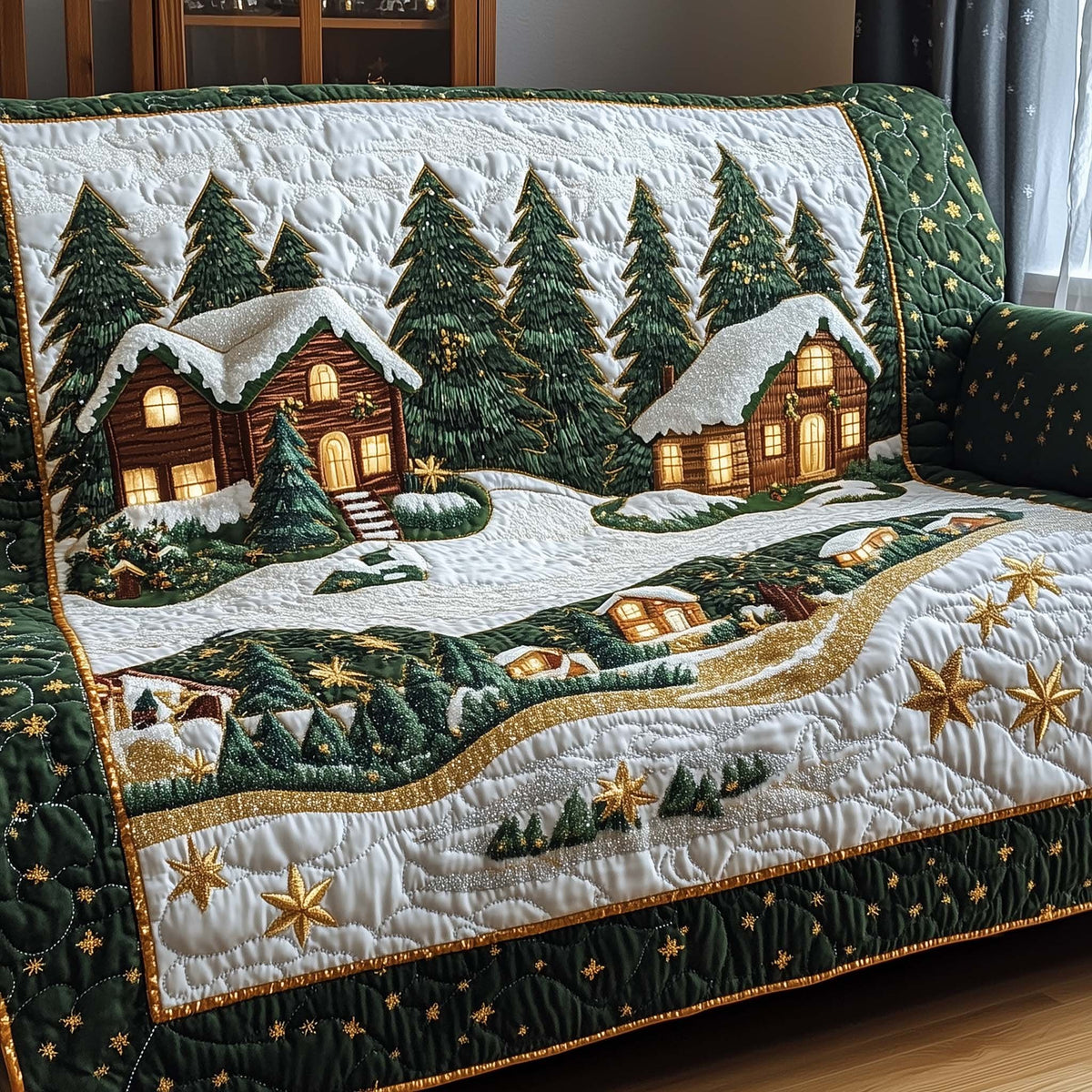 Cottages Beneath the Golden Stars Sofa Cover