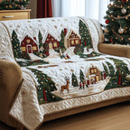 Reindeer and Skaters in the Village Sofa Cover