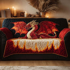 Roaring Red Dragon in Firelight Sofa Cover