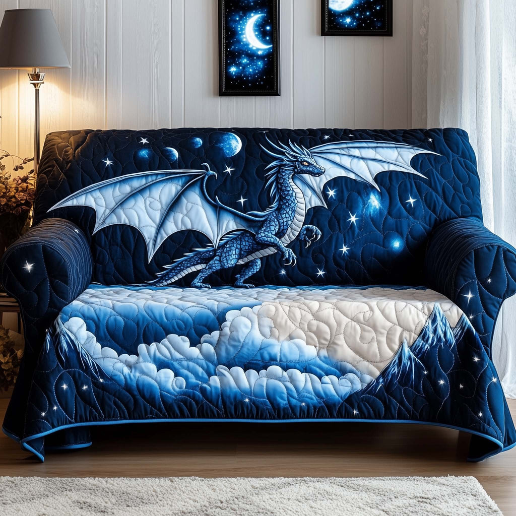 Blue Dragon in the Starry Clouds Sofa Cover