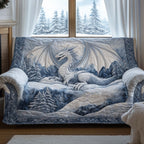 Pale Dragon Above Snowy Pines Sofa Cover