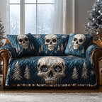 Three Skulls Among Teal Pines Sofa Cover