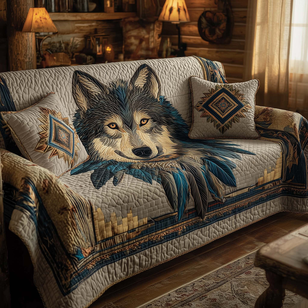 Native Wolf Sofa Cover
