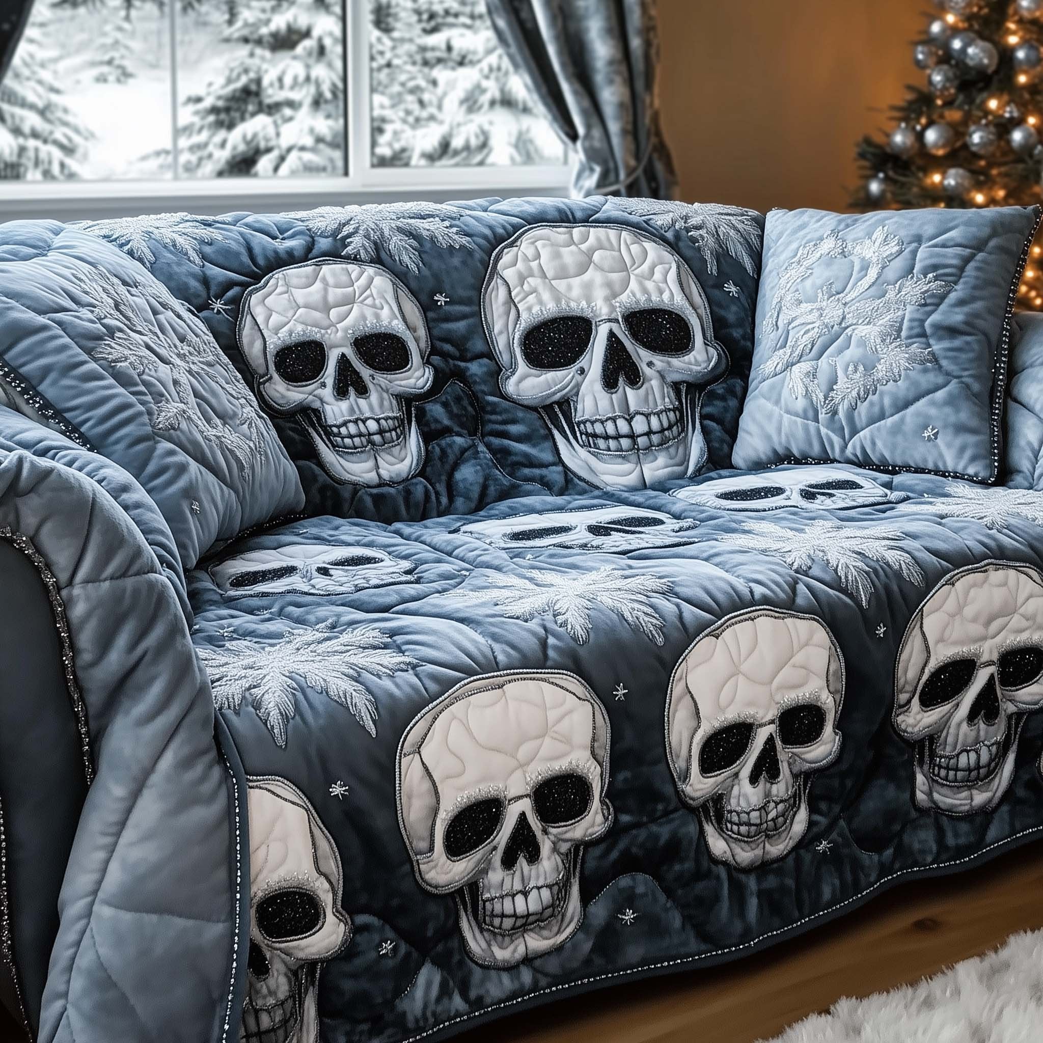 Crystal Frost Skulls Sofa Cover