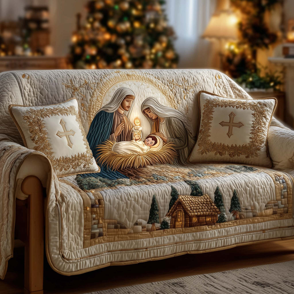 Holy Family Above the Village Sofa Cover