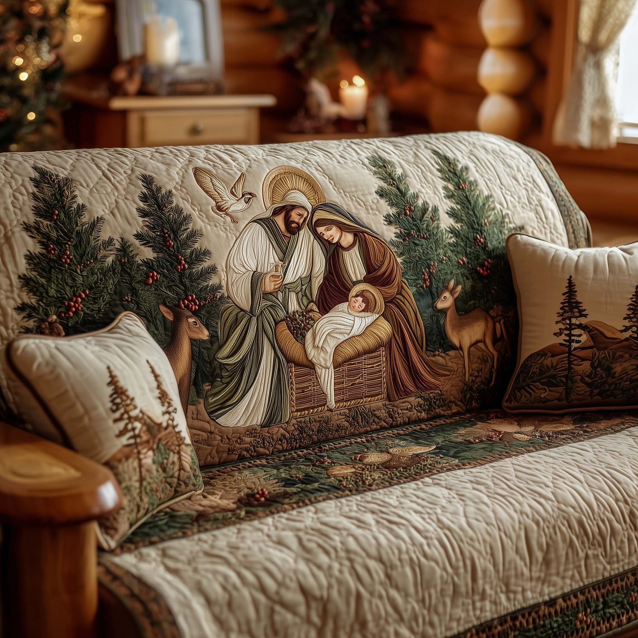 Nativity Among the Green Pines Sofa Cover
